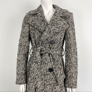 Rinascimento Double Breasted Black and White Wool Blend Coat